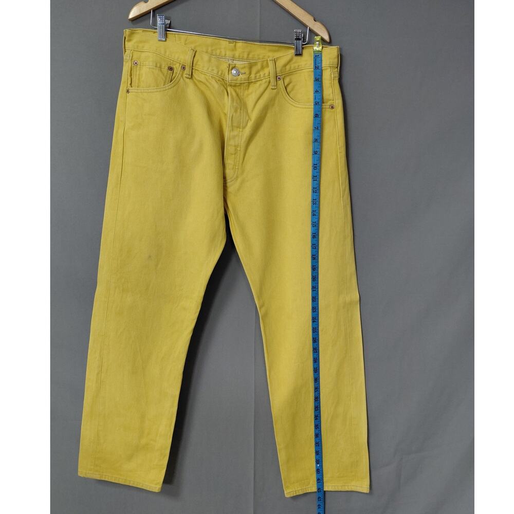 Levi's 501 Yellow Straight Leg Classic Fit Jeans Men Size W38 L32 - Picture 13 of 16